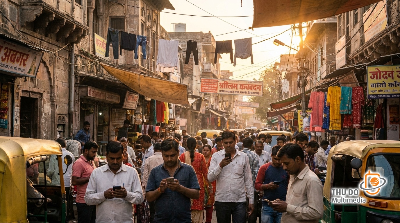 The Ultimate Guide to Winning India's Tier 2 & 3 Cities: Content Localization and Low-Bandwidth Delivery Strategies for 2027 7 A bustling market in a Tier 2 Indian city where consumers engage with mobile content